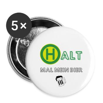 Halt mal mein Bier - Buttons klein 25 mm (5er Pack) - Weiß - Vorne