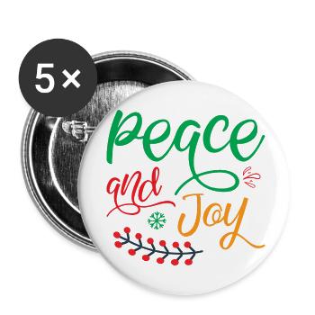 Peace and joy - humour noël - Lot de 5 petits badges (25 mm) - blanc - Devant