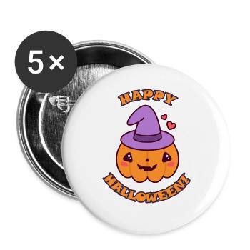 Cute Halloween Pumpkin - Buttons klein 25 mm (5er Pack) - Weiß - Vorne