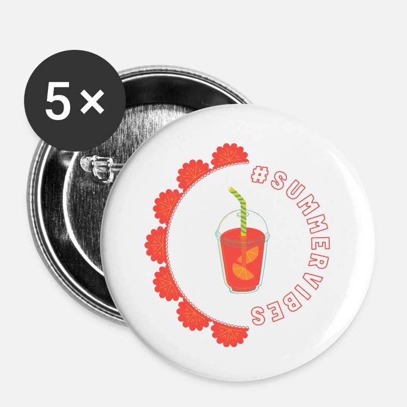 Summer vibes - Orange Design - Buttons small 1''/25 mm (5-pack) - white