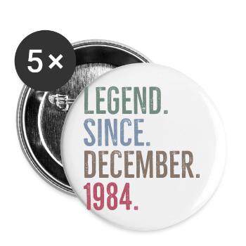 Legende seit Dezember 1984 - Buttons klein 25 mm (5er Pack) - Weiß - Vorne
