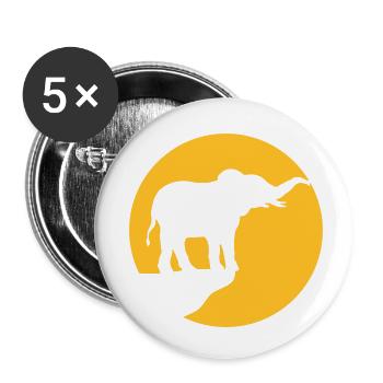 Silhouette Cliff Moon Éléphant - Lot de 5 petits badges (25 mm) - blanc - Devant