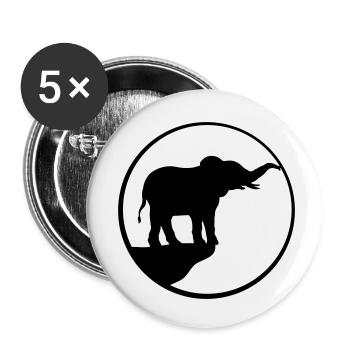 Silhouette d’éléphant Cliff Moon - Lot de 5 petits badges (25 mm) - blanc - Devant