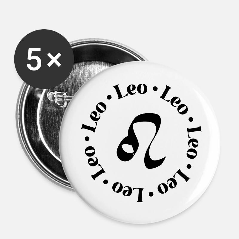 Signes du zodiaque | Lion - Lot de 5 petits badges (25 mm) - blanc