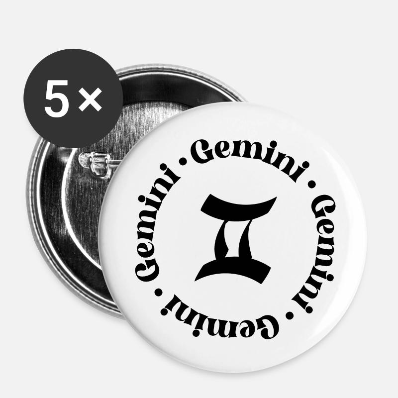 Zodiac Signs | Twins - Buttons small 1''/25 mm (5-pack) - white