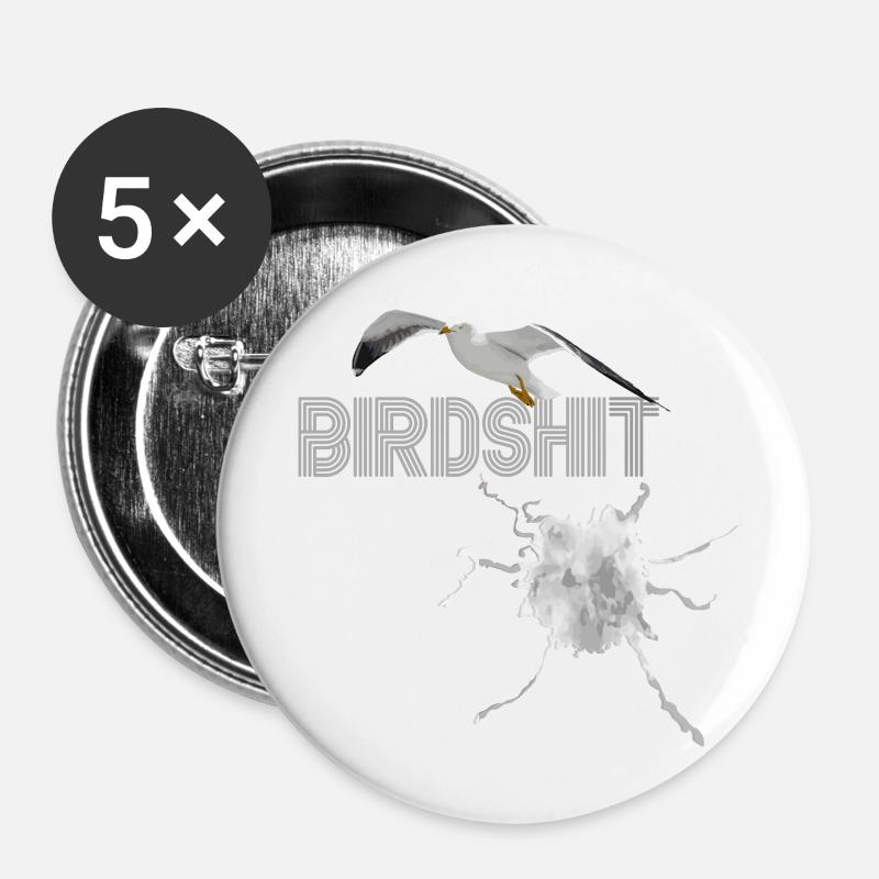 Vogelhemd -ROBHILLPRODUCTIONS - Buttons klein 25 mm (5er Pack) - Weiß