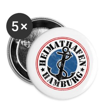 Heimathafen Hamburg - Buttons klein 25 mm (5er Pack) - Weiß - Vorne