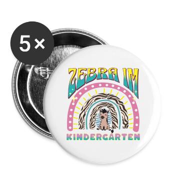 Zebra im Kindergarten Regenbogen Streife Design DE - Buttons klein 25 mm (5er Pack) - Weiß - Vorne