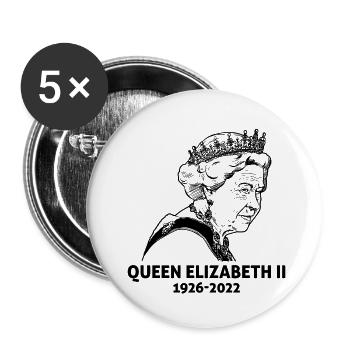Queen Elizabeth II 1926 - 2022 - 96 years - Buttons small 1''/25 mm (5-pack) - white - Front