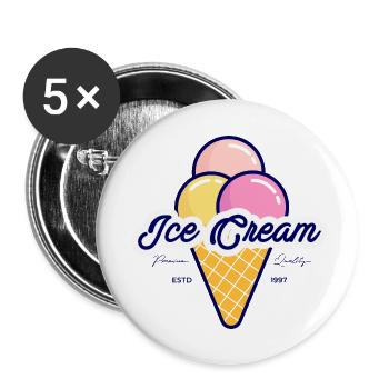 Vaffle à la crème glacée, rétro - Lot de 5 petits badges (25 mm) - blanc - Devant