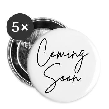 Coming Soon - Buttons small 1''/25 mm (5-pack) - white - Front