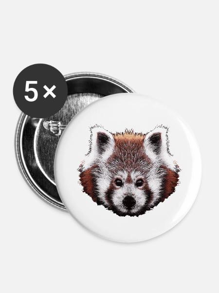 roter panda, süße tiergesichter - Buttons klein 25 mm (5er Pack) - Weiß
