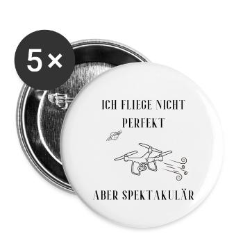 Ich fliege nicht Perfekt aber Spektakulär. Drohnen - Buttons klein 25 mm (5er Pack) - Weiß - Vorne