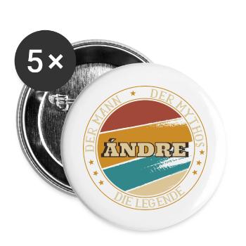 ANDRE DER MAN DER MYTHOS DIE LEGENDE - Buttons klein 25 mm (5er Pack) - Weiß - Vorne