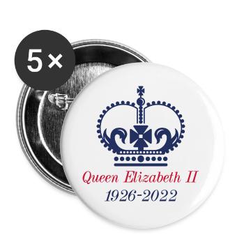 La reine Elizabeth II - Lot de 5 petits badges (25 mm) - blanc - Devant