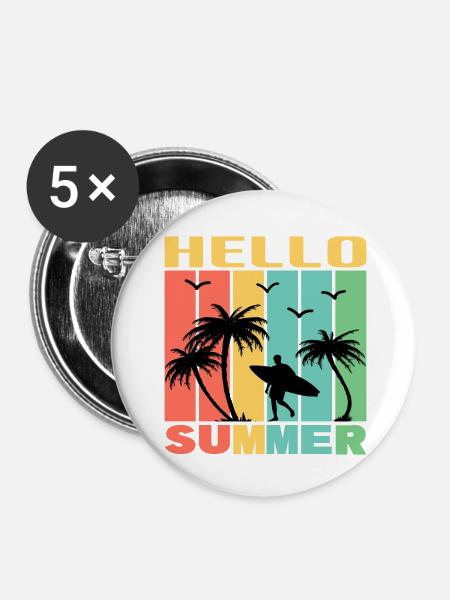 Hello Summer - Buttons klein 25 mm (5er Pack) - Weiß