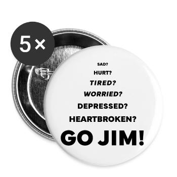 Jim Gym Fitness Geschenk Motivation Geschenkide!? - Buttons klein 25 mm (5er Pack) - Weiß - Vorne