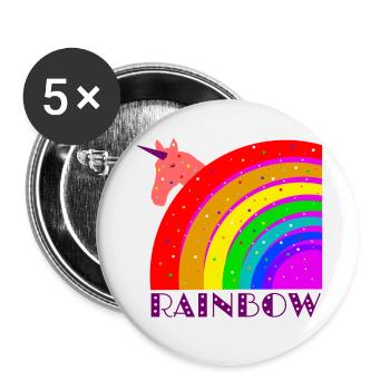 Arc-en-ciel avec licorne - Lot de 5 petits badges (25 mm) - blanc - Devant