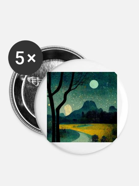 Die Nacht - Buttons klein 25 mm (5er Pack) - Weiß