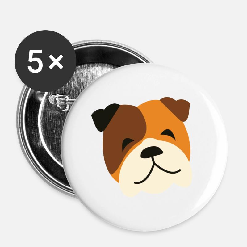 Schelmischer Hund - Buttons klein 25 mm (5er Pack) - Weiß