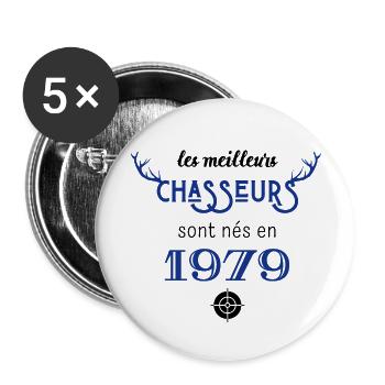 Anniversaire chasseur 1979 - Lot de 5 petits badges (25 mm) - blanc - Devant