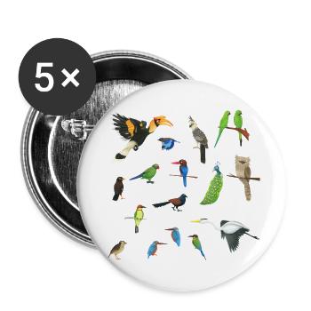 Asiens Vögel - Buttons klein 25 mm (5er Pack) - Weiß - Vorne