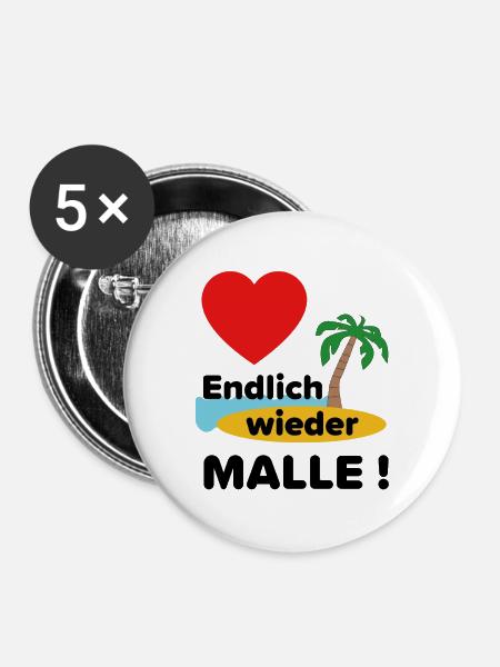 Endlich wieder Malle ! - Buttons klein 25 mm (5er Pack) - Weiß