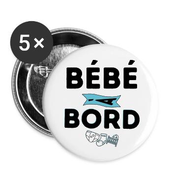 BéBé à Bord - Lot de 5 petits badges (25 mm) - blanc - Devant