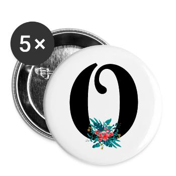 letter O flowering - Buttons small 1''/25 mm (5-pack) - white - Front
