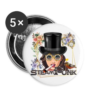 Steampunk - Buttons klein 25 mm (5er Pack) - Weiß - Vorne