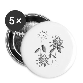graue pflanzen blumen muster - Buttons klein 25 mm (5er Pack) - Weiß - Vorne