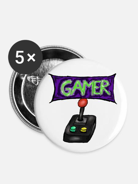 Old School Gamer - Buttons small 1''/25 mm (5-pack) - white