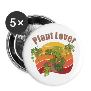 de verdure : amoureux des plantes - Lot de 5 petits badges (25 mm) - blanc - Devant