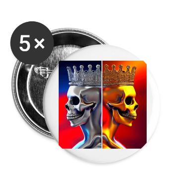 King and Queen Skull Faces - Buttons small 1''/25 mm (5-pack) - white - Front