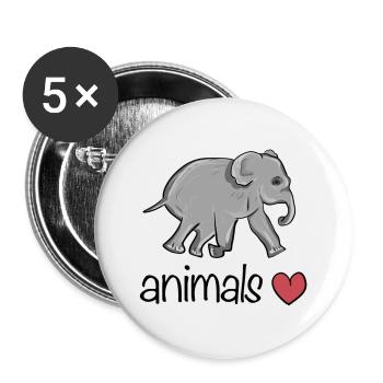 Tiere Herz Elefant Symbol - Buttons klein 25 mm (5er Pack) - Weiß - Vorne