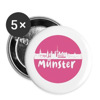 Münster, circle, skyline, silhouette, pink - Buttons small 1''/25 mm (5-pack) - white - Front