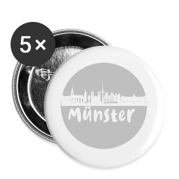 Münster, circle, skyline, silhouette, grey - Buttons small 1''/25 mm (5-pack) - white - Front
