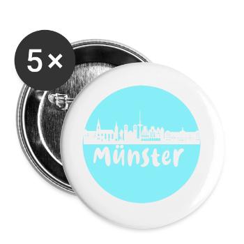 Münster, circle, skyline, silhouette, blue - Buttons small 1''/25 mm (5-pack) - white - Front