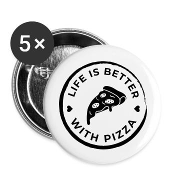 life is better pizza - Buttons small 1''/25 mm (5-pack) - white - Front