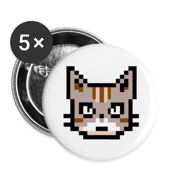 Pixelart Katze - Buttons klein 25 mm (5er Pack) - Weiß - Vorne
