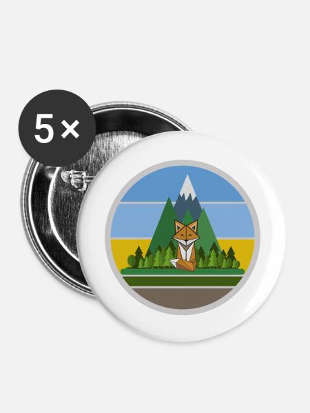 The Mountain Calls: Bergfuchs - Buttons klein 25 mm (5er Pack) - Weiß
