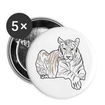 LYING TIGER - Buttons small 1''/25 mm (5-pack) - white - Front