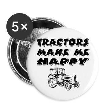 Tracteur - Lot de 5 petits badges (25 mm) - blanc - Devant