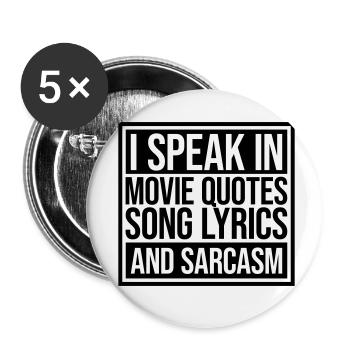 parler des paroles et du sarcasme - Lot de 5 petits badges (25 mm) - blanc - Devant