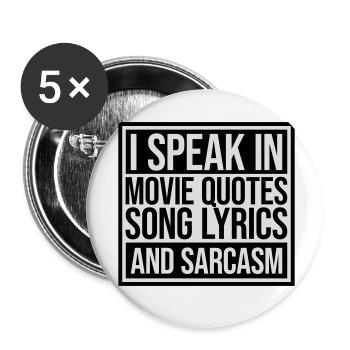 parler des paroles et du sarcasme - Lot de 5 petits badges (25 mm) - blanc - Devant