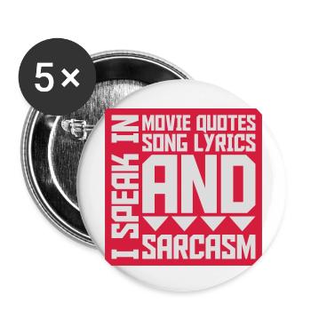 parler des paroles et du sarcasme - Lot de 5 petits badges (25 mm) - blanc - Devant