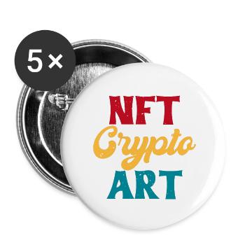 NFT Krypto Kunst - Buttons klein 25 mm (5er Pack) - Weiß - Vorne