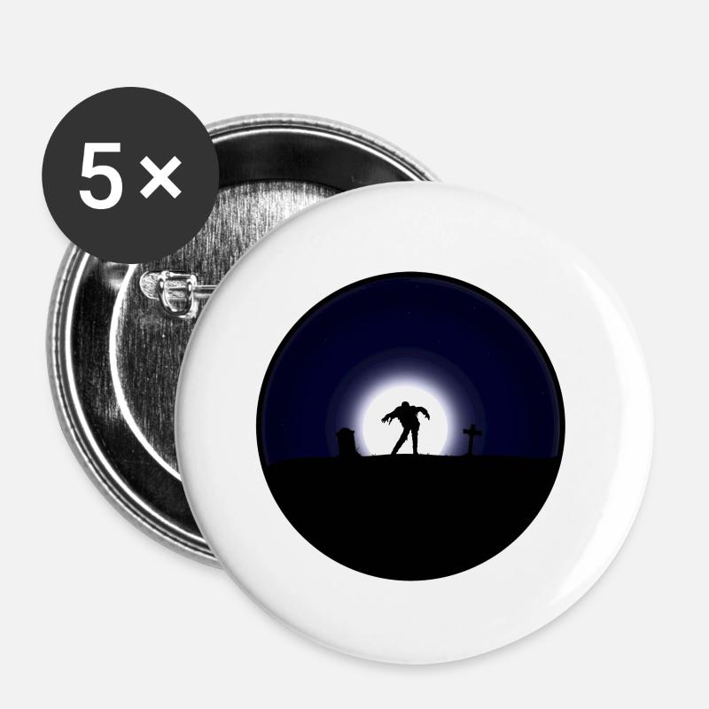 Zombie Sighting at Midnight - Buttons klein 25 mm (5er Pack) - Weiß