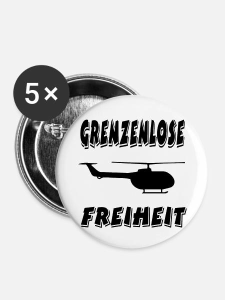 Hubschrauber - Buttons klein 25 mm (5er Pack) - Weiß