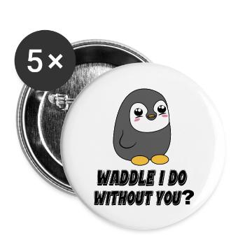 Kalt Vogel Statement Tier Pinguin Südpol - Buttons klein 25 mm (5er Pack) - Weiß - Vorne